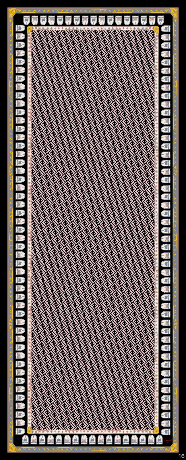 Fendi Monogram Pamuk Soft Şal 64302 - Gri