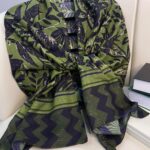 Etnik Desenli  Etro Pamuk Soft Şal - 893250 - Yeşil Siyah