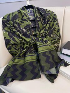 Etnik Desenli  Etro Pamuk Soft Şal - 893250 - Yeşil Siyah