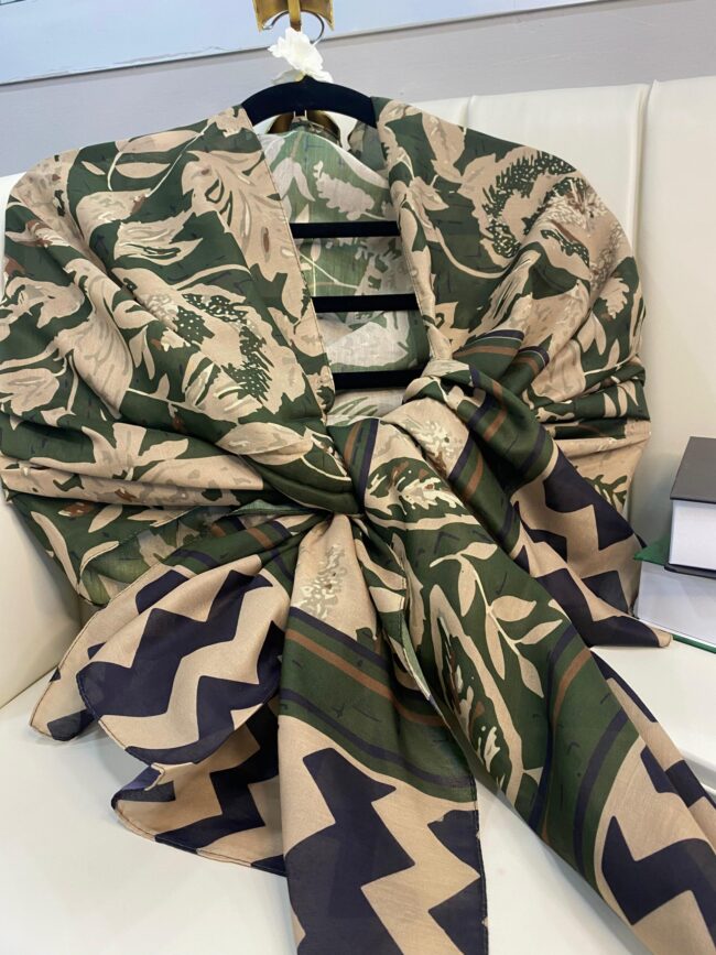 Etnik Desenli  Etro Pamuk Soft Şal - 893250 - Vizon Yeşil