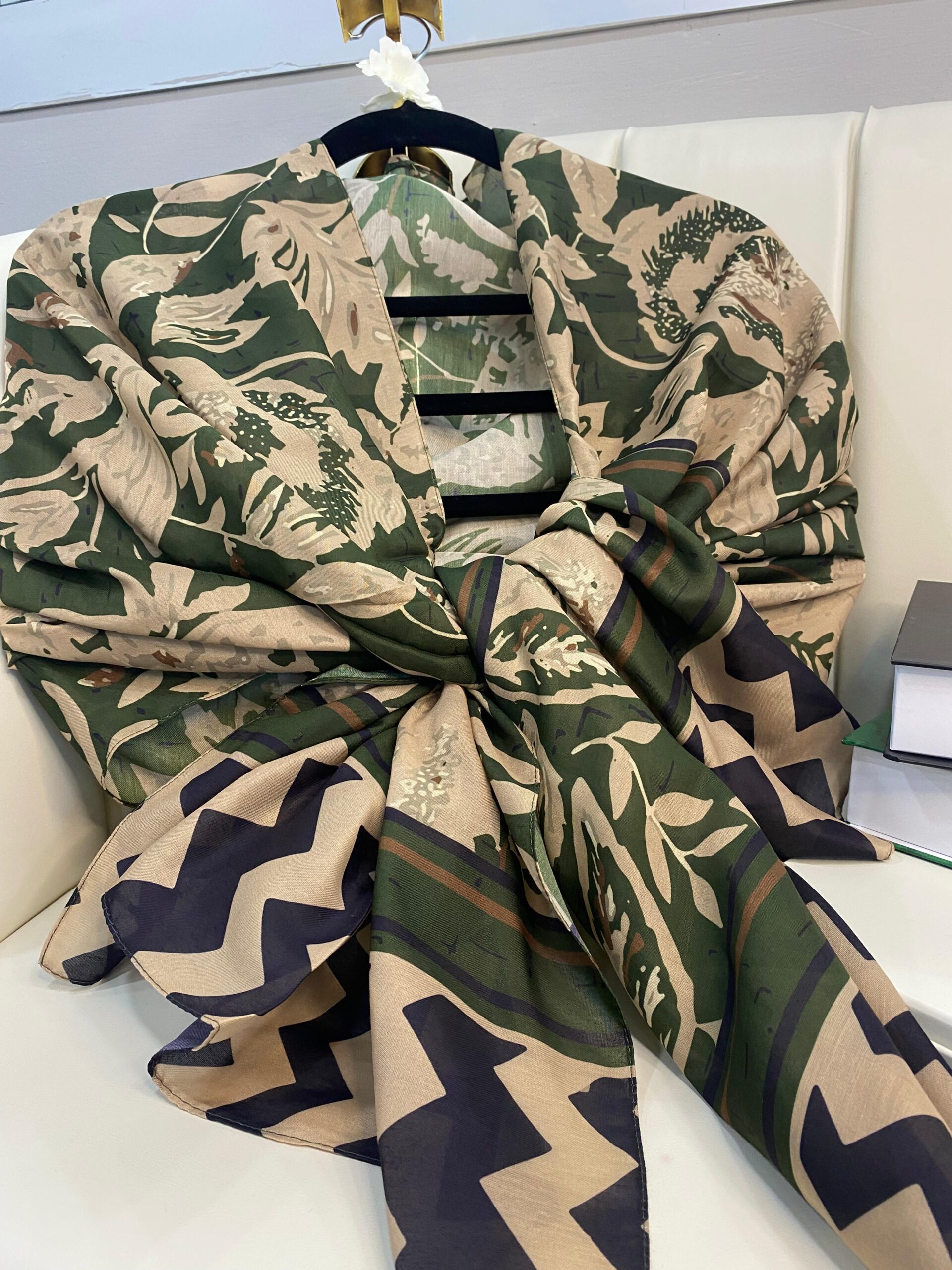 Etnik Desenli  Etro Pamuk Soft Şal - 893250 - Vizon Yeşil