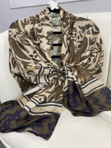 Etnik Desenli  Etro Pamuk Soft Şal - 893250 - Yeşil Ekru