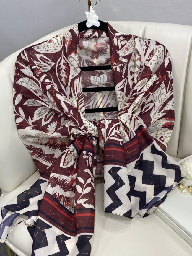 Etnik Desenli  Etro Pamuk Soft Şal - 893250 - Bordo