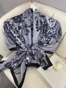 Etro Çiçek Desen Pamuk soft Şal - 433240 - Gri