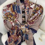 Etro Çiçek Desen Pamuk soft Şal - 433240 - Lacivert-Latte