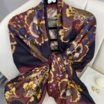 Etro Çiçek Desen Pamuk soft Şal - 433240 - Gece mavisi-Bordo