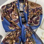 Etro Çiçek Desen Pamuk soft Şal - 433240 - Lacivert-mavi