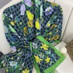 Gucci Çiçek Desen Pamuk Soft Şal 65355 - Siyah/Yeşil