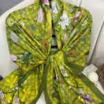Gucci Çiçek Desen Pamuk Soft Şal 65355 - Fıstık Yeşili