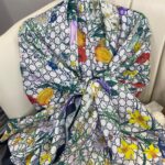 Gucci Çiçek Desen Pamuk Soft Şal 65355 - Siyah/Beyaz