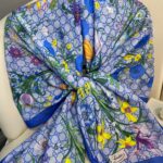 Gucci Çiçek Desen Pamuk Soft Şal 65355 - Bebe Mavisi