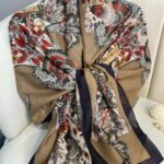 Etro Çiçek Desen Pamuk soft Şal - 433240 - Vizon-Lacivert