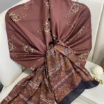 Kupa Desenli Pamuk İpek Şal - 797730 - Bordo-Siyah