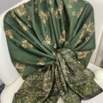 Kupa Desenli Pamuk İpek Şal - 797730 - Zümrüt