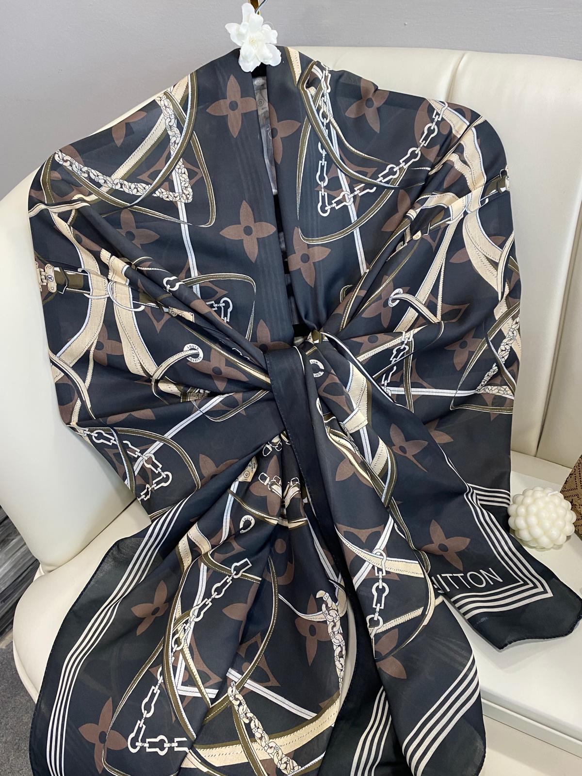 Lv Kemer Desen Pamuk Soft Şal 31230 - Acı Kahve - Görsel 5