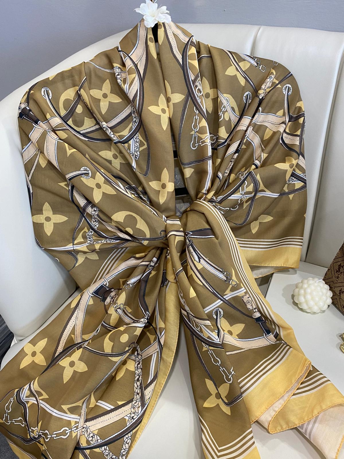 Lv Kemer Desen Pamuk Soft Şal 31230 - Vizon - Görsel 3