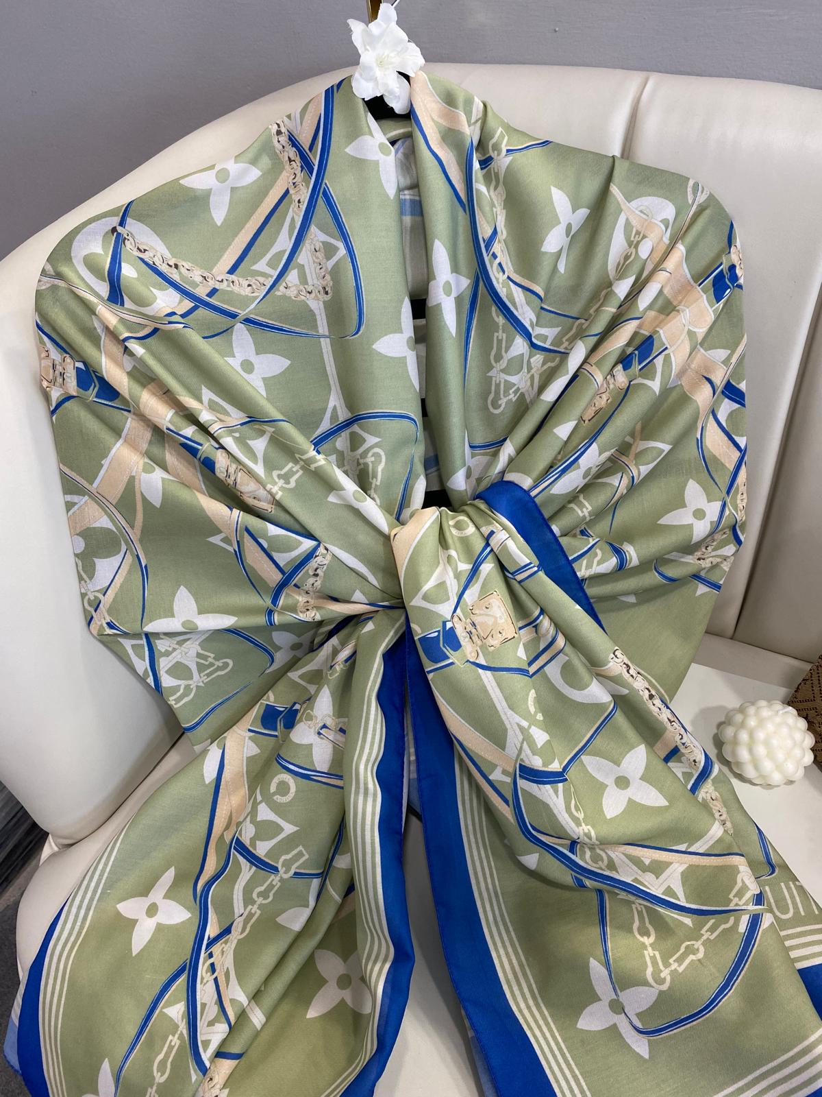 Lv Kemer Desen Pamuk Soft Şal 31230 - Nil-Yeşili - Görsel 4