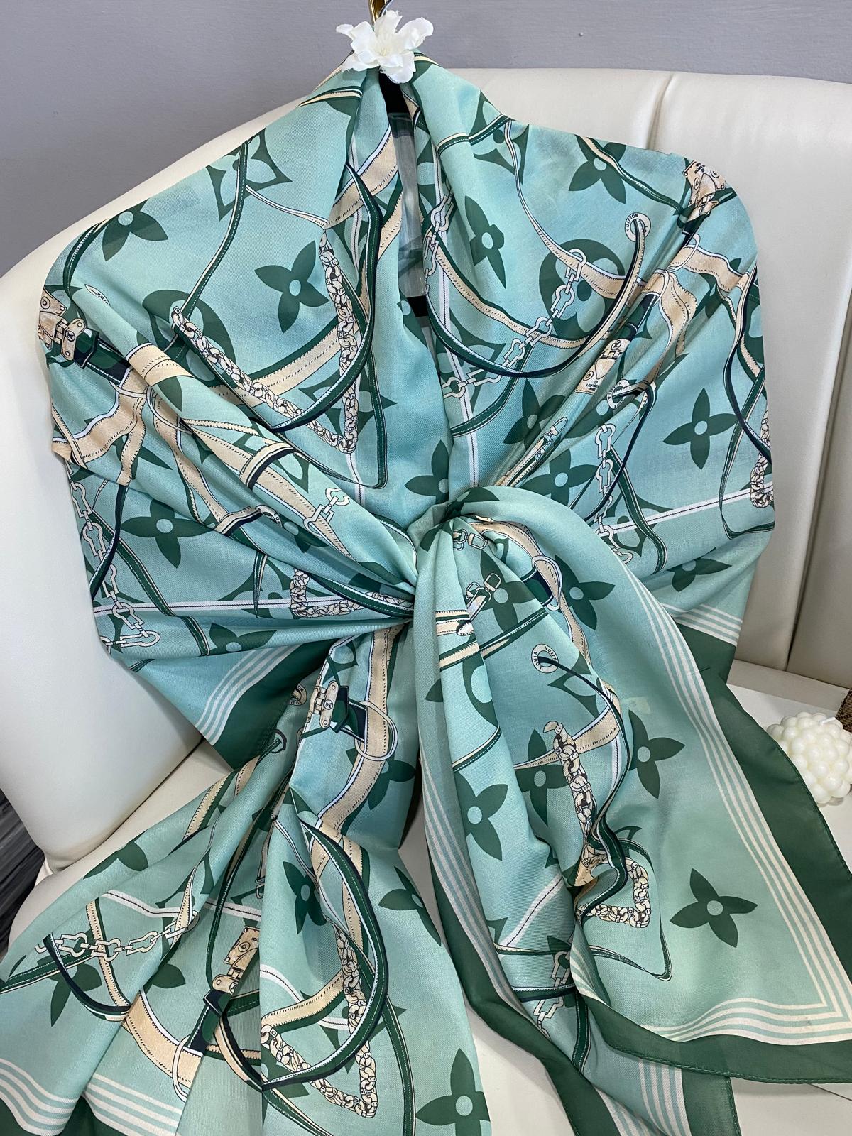 Lv Kemer Desen Pamuk Soft Şal 31230 - Turkuaz - Görsel 5