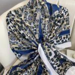 Hermes Leopar Pamuk Soft Şal 65329 - Lacivert