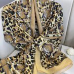 Hermes Leopar Pamuk Soft Şal 65329 - Gold