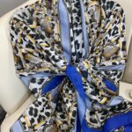 Hermes Leopar Pamuk Soft Şal 65329 - Bebe Mavisi