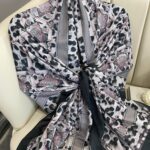 Hermes Leopar Pamuk Soft Şal 65329 - Siyah-Gri