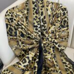 Hermes Leopar Pamuk Soft Şal 65329 - SİYAH-LATTE