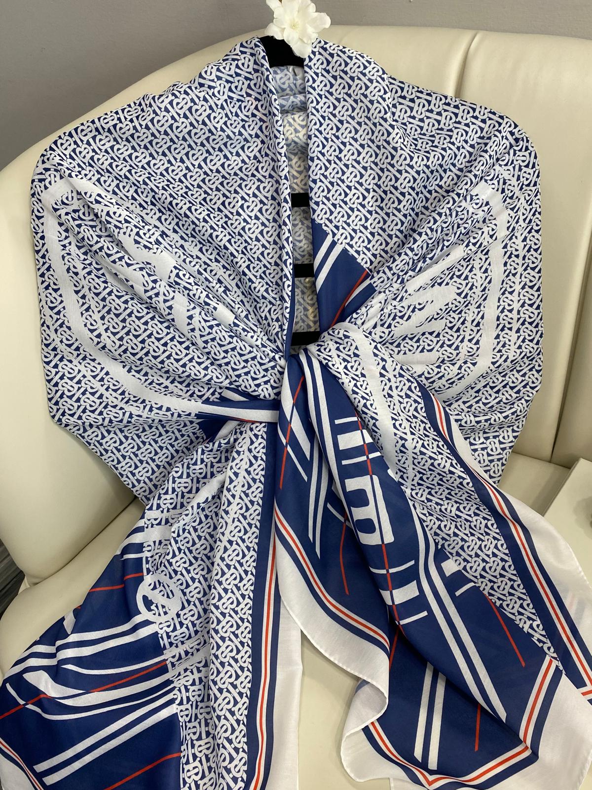 Burberry Monogram Pamuk Soft Şal 64303 - Bebe Mavi