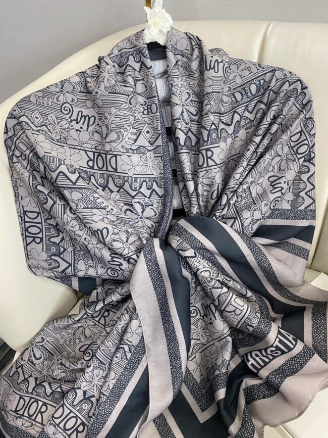 Dior Monogram Pamuk Soft Şal 86021 - Antrasit