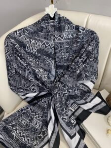 Dior Monogram Pamuk Soft Şal 86021 - Siyah