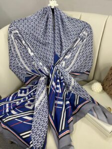 Burberry Monogram Pamuk Soft Şal 64303 - Gri-Lacivert