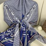 Burberry Monogram Pamuk Soft Şal 64303 - Lacivert