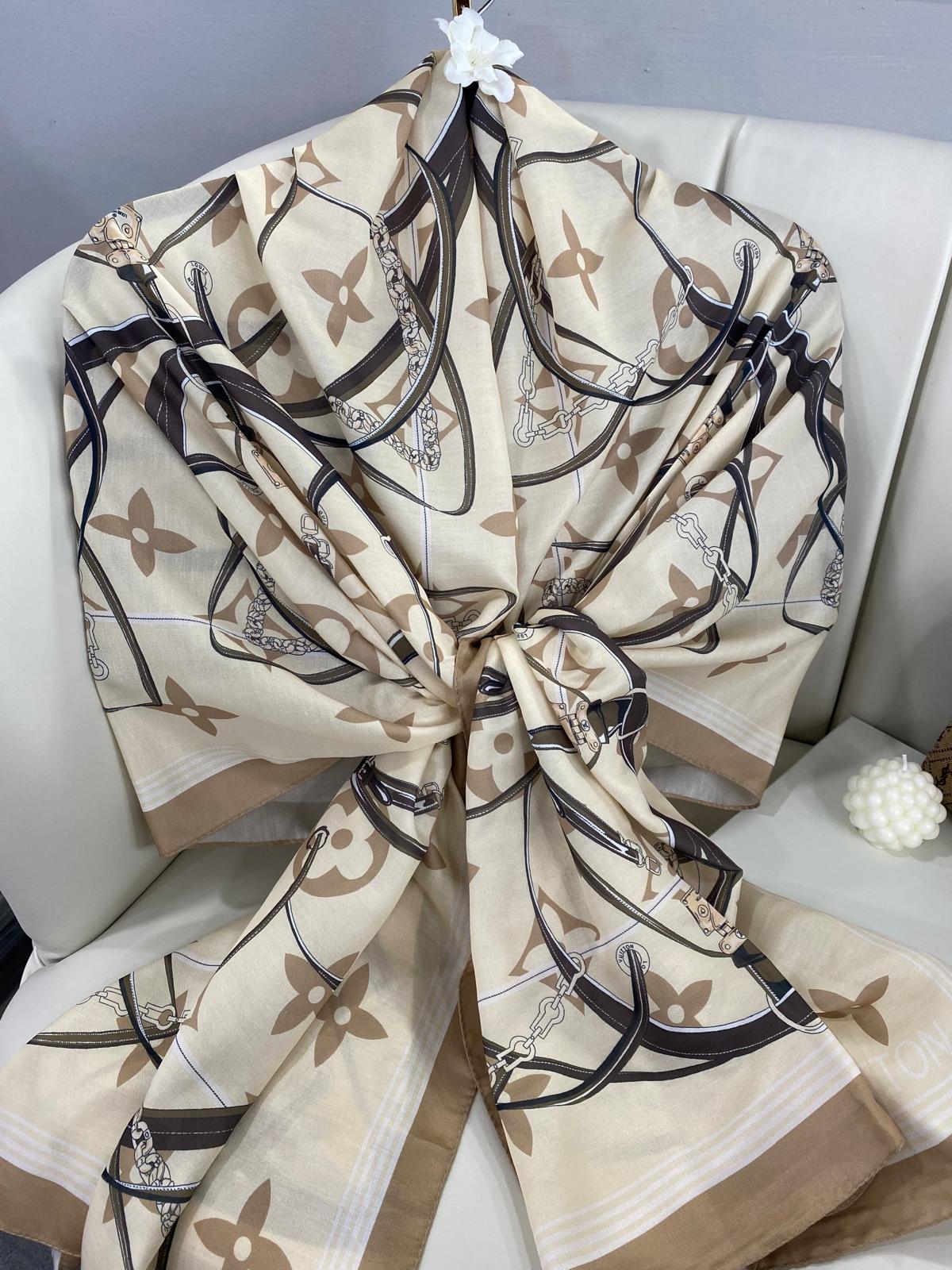 Lv Kemer Desen Pamuk Soft Şal 31230 - Ekru-Bej - Görsel 7