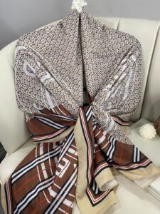 Burberry Monogram Pamuk Soft Şal 64303 - Kahve-Bej