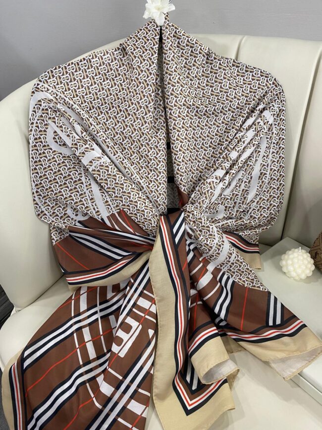 Burberry Monogram Pamuk Soft Şal 64303 - Kahve-Bej