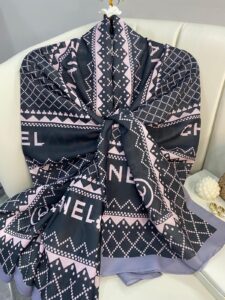 Chanel Çizgili Pamuk Soft Şal 51201 - Antrasit