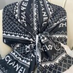 Chanel Çizgili Pamuk Soft Şal 51201 - Siyah