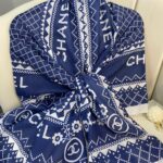 Chanel Çizgili Pamuk Soft Şal 51201 - Lacivert