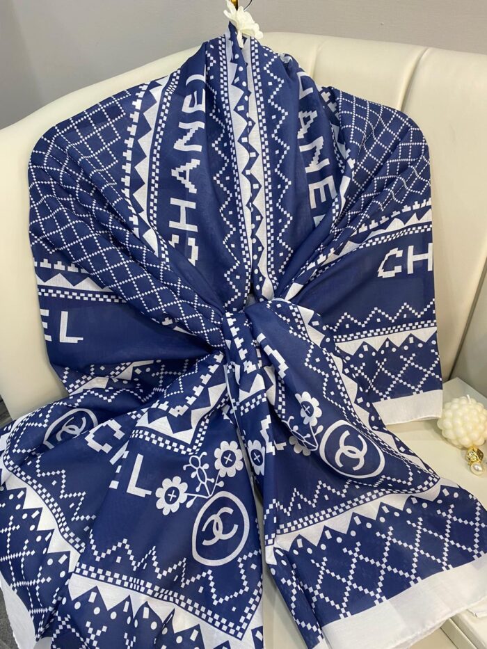 Çizgili Pamuk Soft Şal 51201 - Lacivert