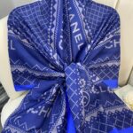 Chanel Çizgili Pamuk Soft Şal 51201 - Saks