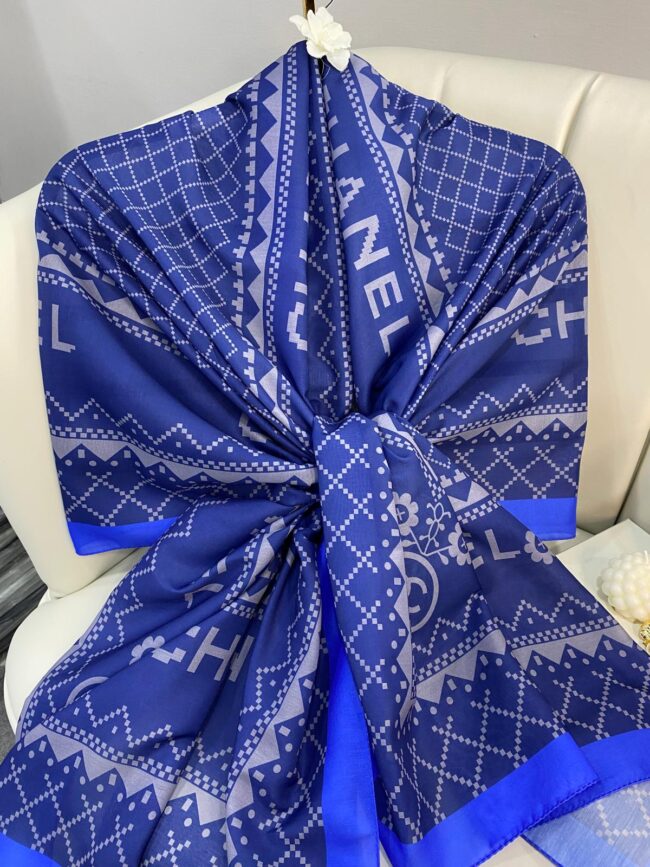 Çizgili Pamuk Soft Şal 51201 - Saks