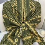 Chanel Çizgili Pamuk Soft Şal 51201 - Haki