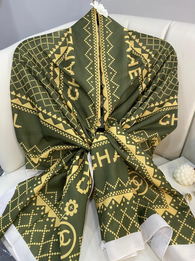 Çizgili Pamuk Soft Şal 51201 - Haki