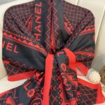 Chanel Çizgili Pamuk Soft Şal 51201 - Siyah Kırmızı