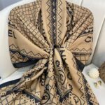 Chanel Çizgili Pamuk Soft Şal 51201 - Camel