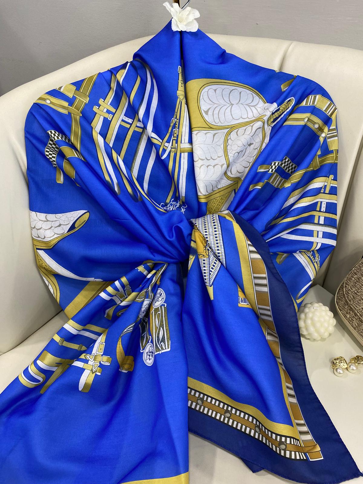 hermes pamuk soft şal - 32014 İndigo - Görsel 7