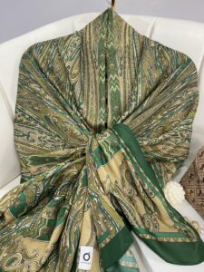 Etro Pamuk İpek Şal 52340 - Yeşil-Camel