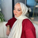 G Desen Pamuk İpeksi Jakar Şal 908204 - Ekru