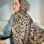 Hermes Leopar Pamuk Soft Şal 65329 - Kızıl Kahve