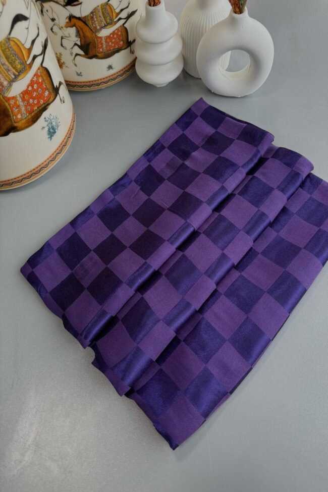 Dama Desen Jakar Şal - Morcivert